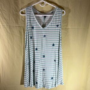 Lane Bryant Striped Sleeveless Dress with Palm Tree Print